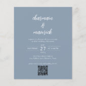 Dusty Blue Foto QR Code Budget Bruiloft Uitnodigin Flyer (Achterkant)