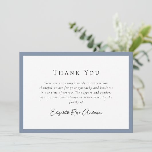 Dusty Blue Foto Sympathie Uitvaart Bedankkaart (Staand voorkant)