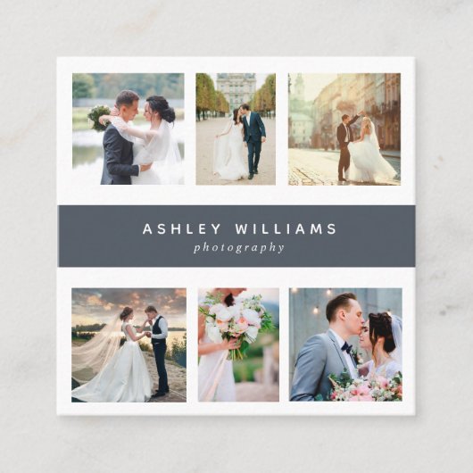 Dusty Blue Fotocollage Fotograaf Square Vierkante Visitekaartje (Voorkant)