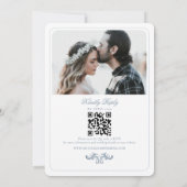  Dusty Blue Fotohuwelijksuitnodiging met QR Kaart (Achterkant)