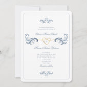  Dusty Blue Fotohuwelijksuitnodiging met QR Kaart (Voorkant)