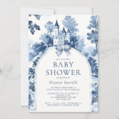 Dusty Blue French Baby shower Kaart (Voorkant)