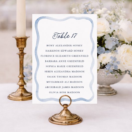 Dusty Blue French Estate Wedding Seating Card Kaart