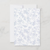  Dusty Blue French Floral Toile Wedding Kaart (Achterkant)