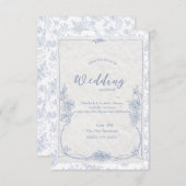  Dusty Blue French Floral Toile Wedding Kaart (Voorkant / Achterkant)