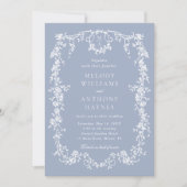 Dusty Blue French Floral Wedding Alles in één Kaart (Voorkant)