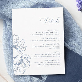 Dusty Blue French Floral Wedding Details Informatiekaartje