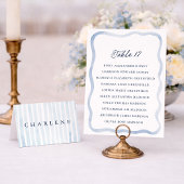 Dusty Blue French Stripe Place Card Kaart