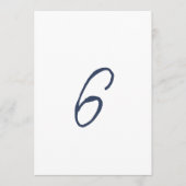 Dusty Blue French Stripe Wedding Table Number 6 Kaart (Voorkant)