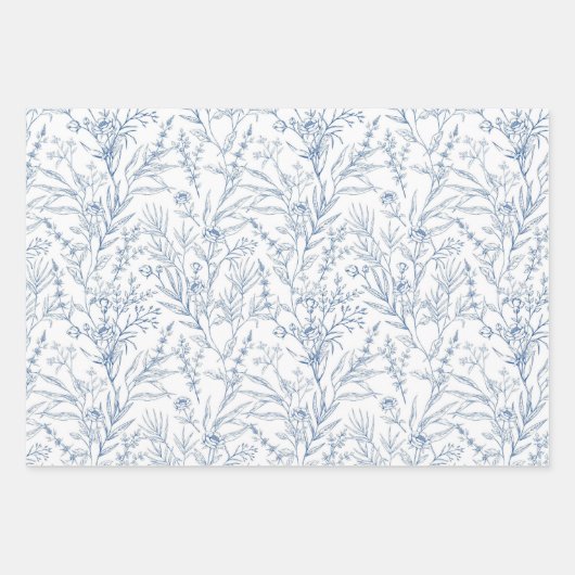 Dusty Blue French Toile Chinoiserie Wrapping Paper (Voorkant)