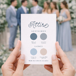 Dusty Blue French Wedding Attire Card  Kaart
