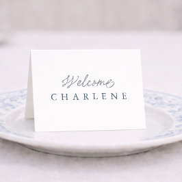 Dusty Blue French Wedding Place Card Kaart