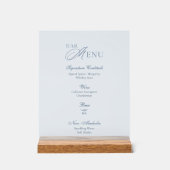 Dusty Blue Frosted Acrylic Wedding Bar Menu Sign Acryl Bord (Voorkant)