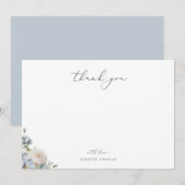 Dusty Blue Garden Floral Hartelijk dank Notitiekaartje (Voorkant / Achterkant)