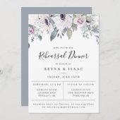 Dusty Blue Garden Floral Rehearsal Dinner Aankondiging (Voorkant / Achterkant)