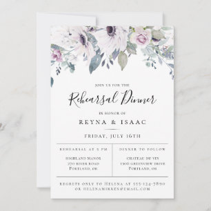 Dusty Blue Garden Floral Rehearsal Dinner Aankondiging