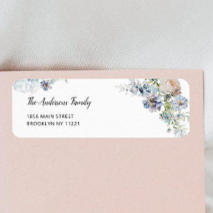 Dusty Blue Garden Floral retouradres Etiket