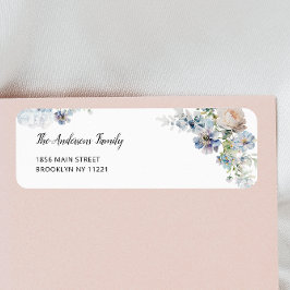 Dusty Blue Garden Floral retouradres Etiket