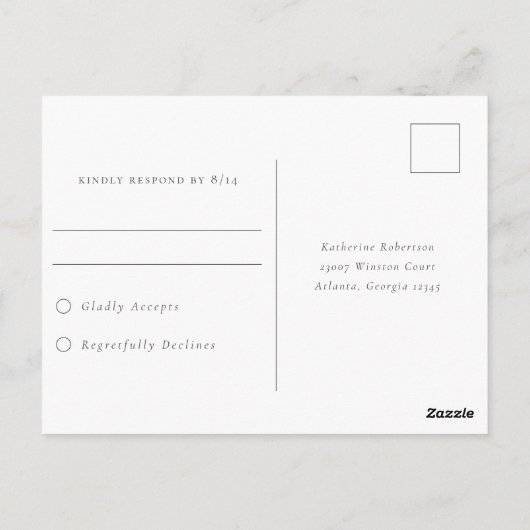 Dusty Blue Garden Floral RSVP Briefkaart (Achterkant)