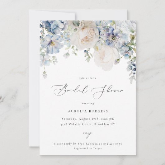 Dusty Blue Garden Floral Vrijgezellenfeest Kaart (Voorkant)