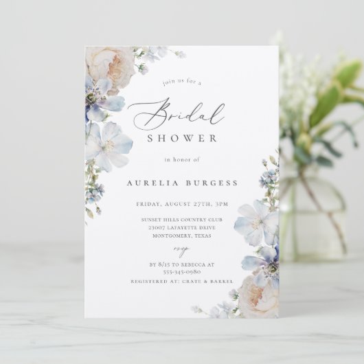 Dusty Blue Garden Floral Vrijgezellenfeest Kaart (Staand voorkant)