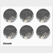 Dusty Blue Garden Floral Weddenschap Bedankt Ronde Sticker (Vel)