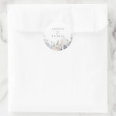 Dusty Blue Garden Floral Wedding Envelope Seal Ronde Sticker (Tas)
