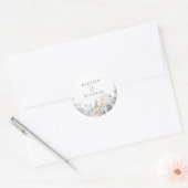 Dusty Blue Garden Floral Wedding Envelope Seal Ronde Sticker (Envelop)