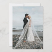 Dusty Blue Garden Floral Wedding Foto Bedankkaart (Voorkant)