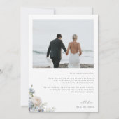 Dusty Blue Garden Floral Wedding Foto Bedankkaart (Achterkant)