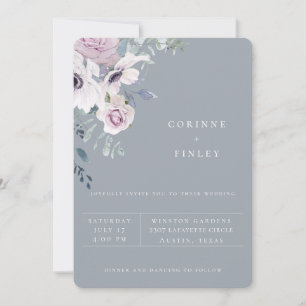 Dusty Blue Garden Floral Wedding Invitation Aankondiging