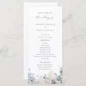 Dusty Blue Garden Floral Wedding Programmakaart (Voorkant / Achterkant)