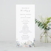 Dusty Blue Garden Floral Wedding Programmakaart (Staand voorkant)