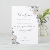 Dusty Blue Garden Floral Wedding Reception Table Bedankkaart (Staand voorkant)