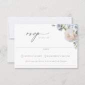 Dusty Blue Garden Floral Wedding RSVP Kaartje (Voorkant)