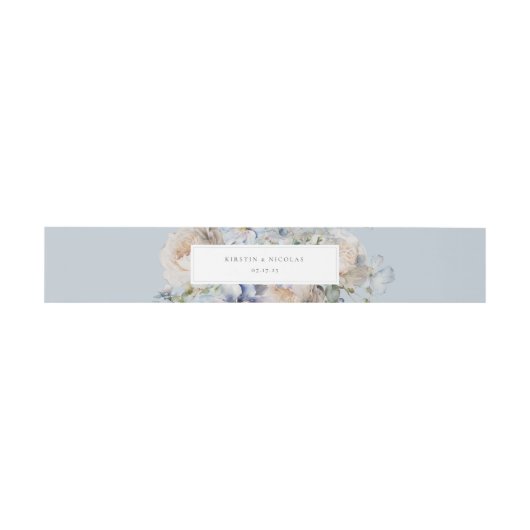 Dusty Blue Garden Floral Wedding Uitnodigingen Wikkel (Vlak)