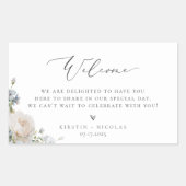 Dusty Blue Garden Floral Welcome Rechthoekige Sticker (Voorkant)