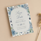 Dusty Blue Garden Rozen Bruiloft Save the Date Kaart