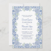Dusty Blue Garden Summer Wedding Kaart (Voorkant)