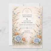 Dusty Blue Garden Wedding Kaart (Voorkant)