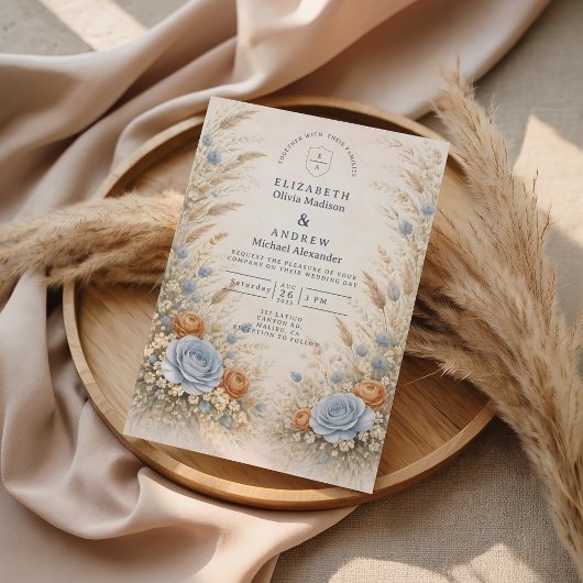 Dusty Blue Garden Wedding Kaart