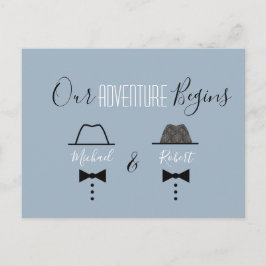 Dusty Blue Gay Bruiloft Save The Date Aankondigingskaart