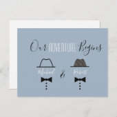 Dusty Blue Gay Bruiloft Save The Date Aankondigingskaart (Voorkant / Achterkant)