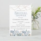 Dusty Blue Geometric Bridal Shower Kaart (Staand voorkant)