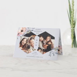 Dusty Blue Geometric Floral | Foto Moederdag Kaart