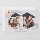 Dusty Blue Geometric Floral | Foto-Moederdag Kaart (Voorkant)