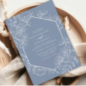 Dusty Blue Geometric Floral Weddenschap in één kee Kaart