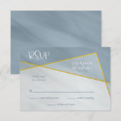 dusty blue geometric typografie bruiloft rsvp kaartje (Voorkant / Achterkant)
