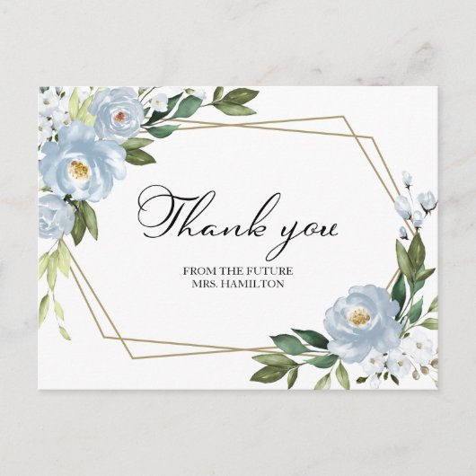 Dusty Blue Geometric Vrijgezellenfeest dank u Briefkaart (Voorkant)