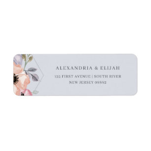 Dusty Blue Geometric Waterverf Floral   Weddenscha Etiket